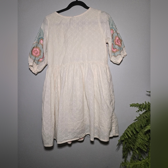 Boho Embroidered Peasant Dress – Cream Multicolor – Great Condition - Picture 5 of 5